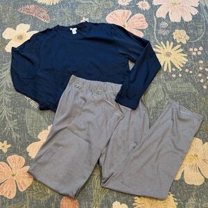 Women's Navy and Gray Striped Pajama Set